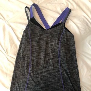 Grey and purple lululemon tank top